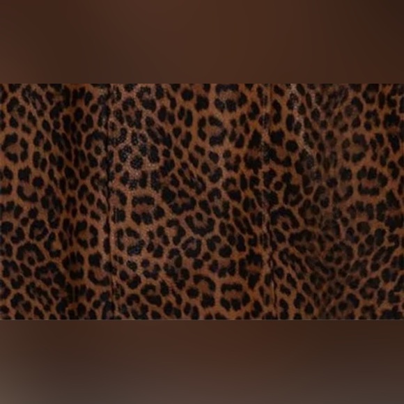 Leopard Print Leather Trench Coat - Picture 2 of 5